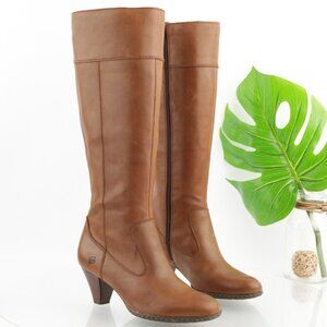 Born Women Mallory Riding Boots Size 8 Tall Cognac Leather Block Heel Elegant